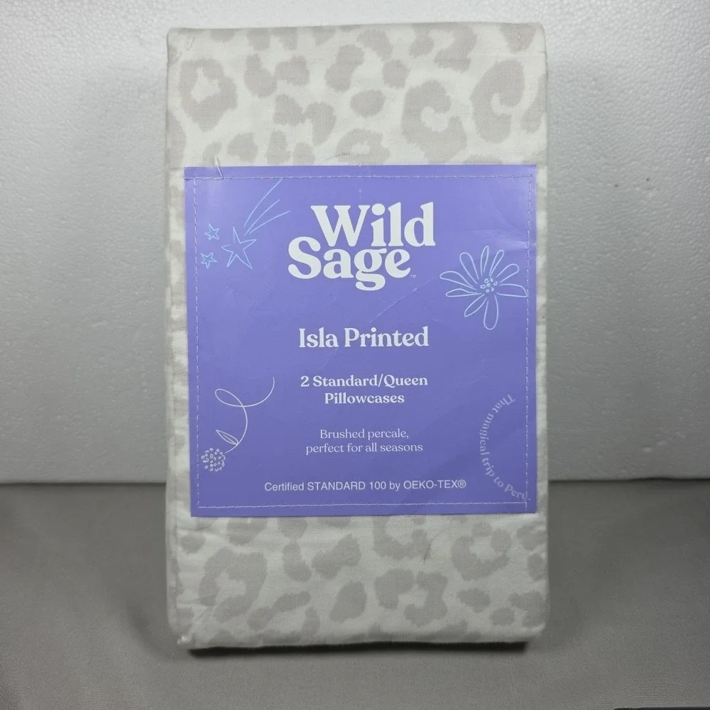 Wild Sage Isla Printed Pillowcases Grey Leopard New in Package‎